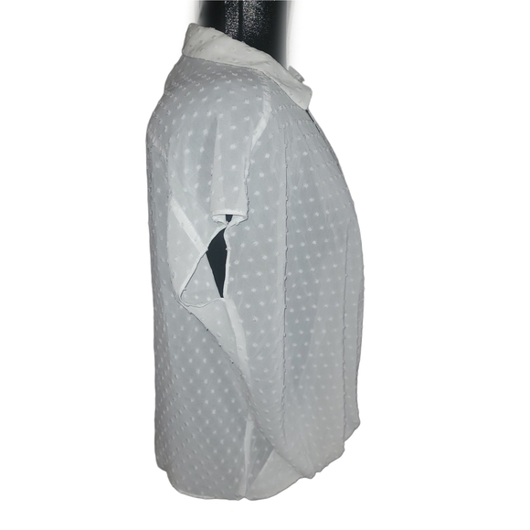 International Concepts White Textured Short Sleeve Wrap Front Blouse 10P - Picture 3 of 6